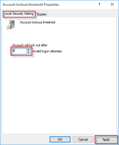 Limit the Number of Failed Logon Attempts in Windows 10