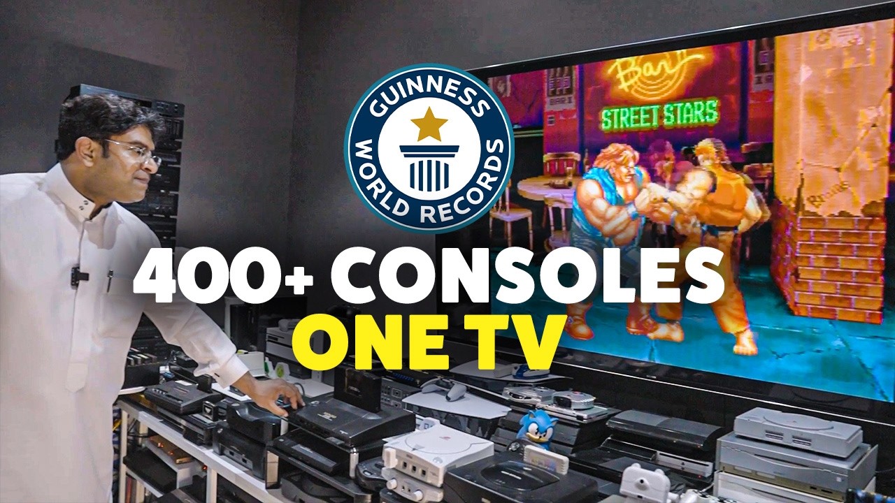 Gamer sets Guinness World Record by connecting 444 game consoles to one TV