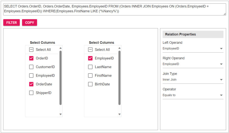 How to Join Two Tables Using JavaScript Query Builder?