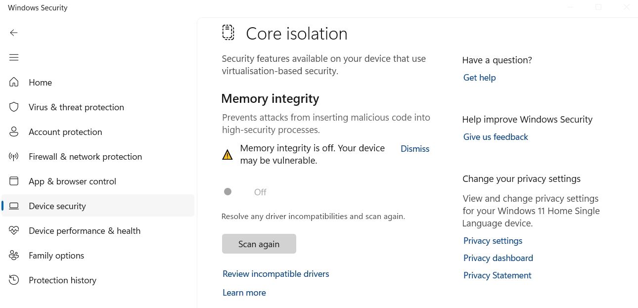 5 Ways to Fix Memory Integrity Errors on Windows 11