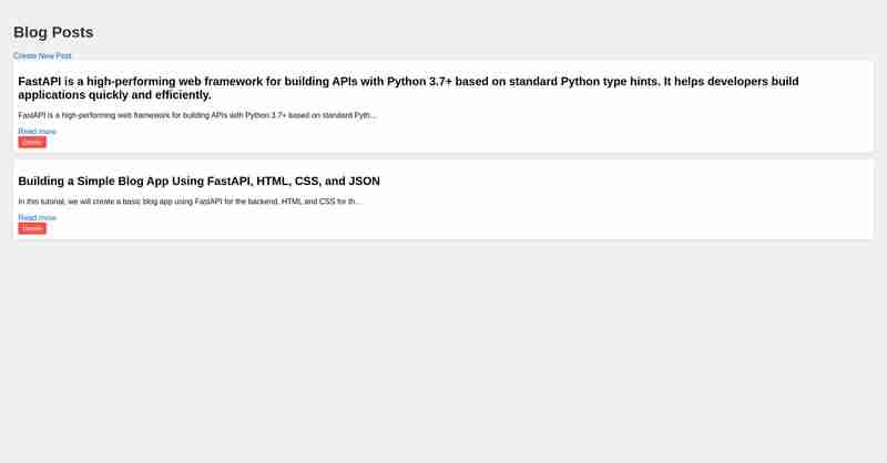 Building a Simple Blog App Using FastAPI, HTML, CSS, and JSON