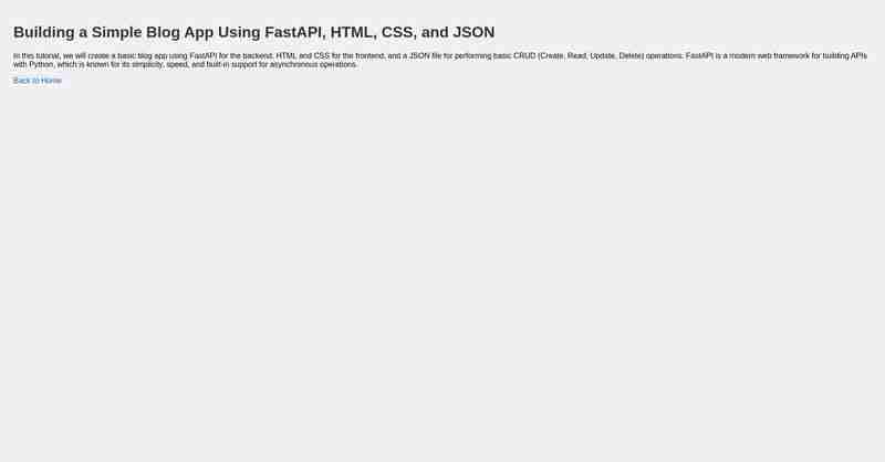 Building a Simple Blog App Using FastAPI, HTML, CSS, and JSON