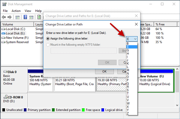 How to Change Local/Removable Disk Drive Letter on Windows 10