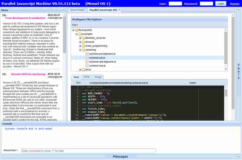 Parallel JavaScript Machine