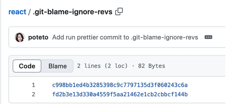 `.git-blame-ignore-revs` to ignore bulk formatting changes.