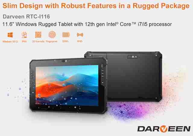 Intel Core-powered 11.6-inch Darveen RTC-I116 rugged tablet debuts with dual hot-swappable batteries