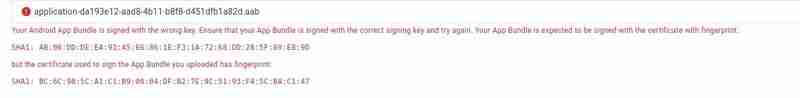 Android - Error uploading .aab file to play store
