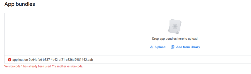 Android - Error uploading .aab file to play store