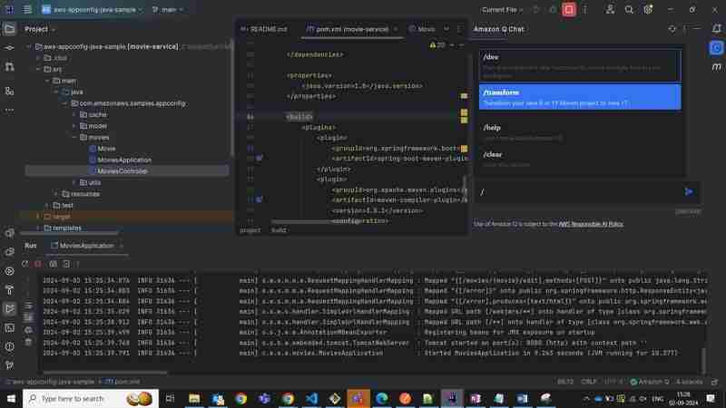 Transforming Java ode to Java Using Amazon Q Transformation