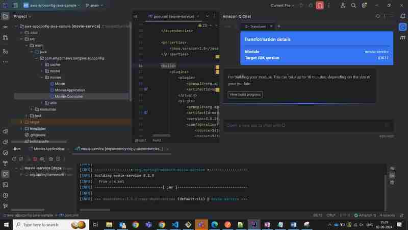 Transforming Java ode to Java Using Amazon Q Transformation