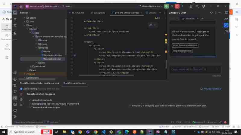 Transforming Java ode to Java Using Amazon Q Transformation