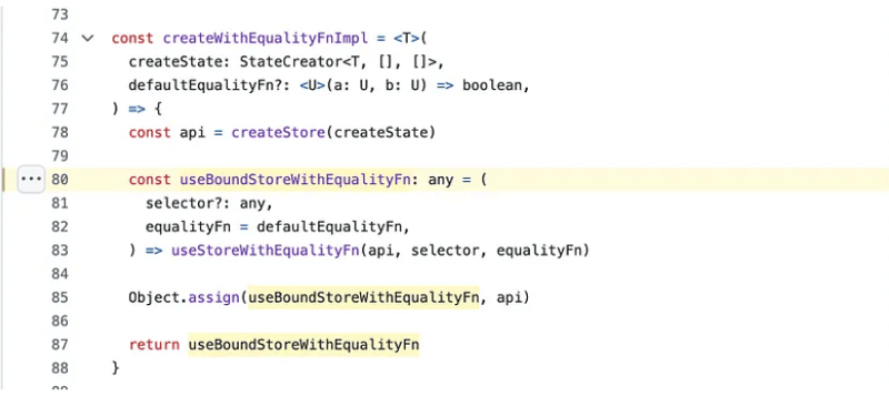 useBoundStoreWithEqualityFn in Zustand’s source code explained.