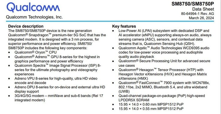 Official-looking Snapdragon 8 Gen 4 datasheet slide leaks ahead of launch