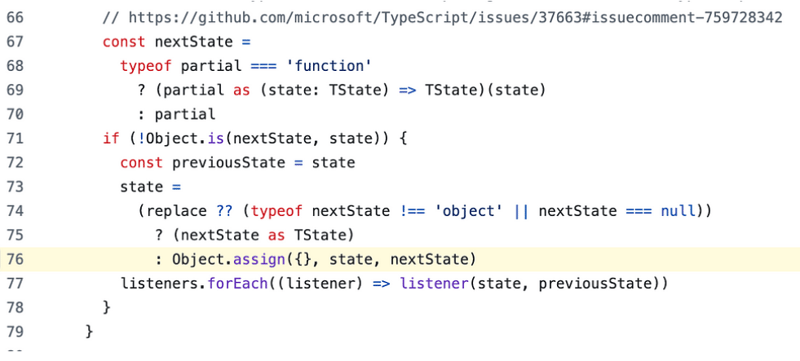 Object.assign() usage in Zustand