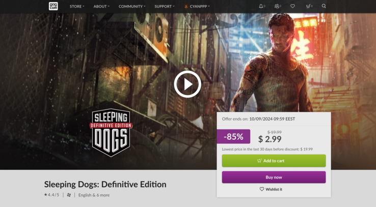 Sleeping Dogs: Definitive Edition for PC drops to an all-time low of .99 on GOG