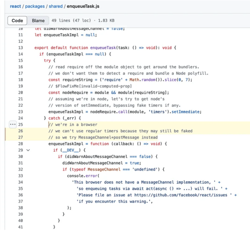 MessageChannel usage in React source code