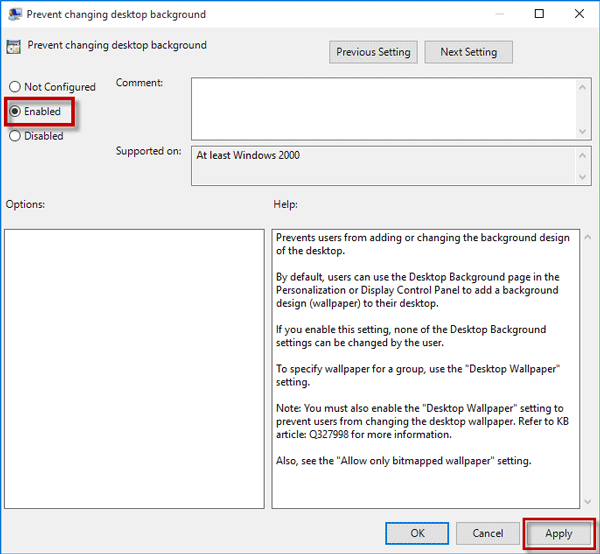 2 Options to Prevent Users from Changing Desktop Wallpaper in Windows 10
