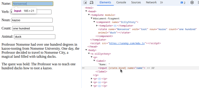 Learn state management by making a (silly) story generator (Learn Modulo.js - Part f 