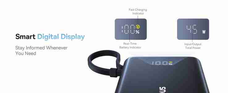 Baseus debuts new 10,000 mAh power bank with built-in cable and 45W fast charging