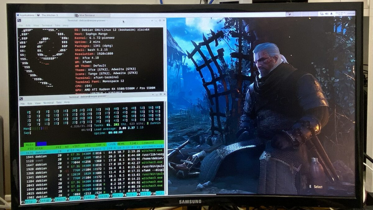 The Witcher 3 runs on a RISC-V CPU, but with relatively low FPS