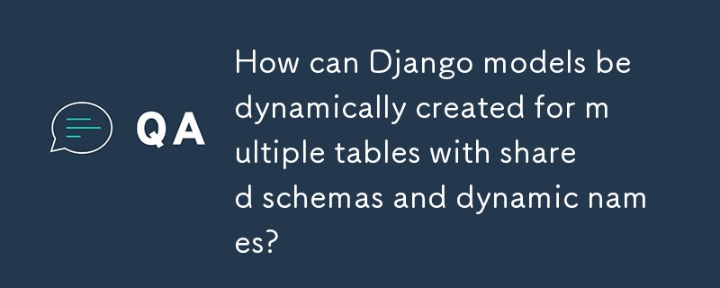 How can Django models be dynamically created for multiple tables with shared schemas and dynamic names? 
