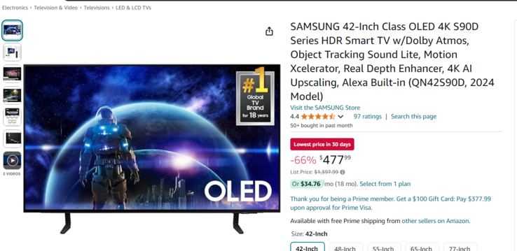 Deal | Unbeatable 66% discount on Samsung\'s 42-inch OLED 4K S90D HDR Smart TV with 144Hz - Lowest price ever <sup style=\