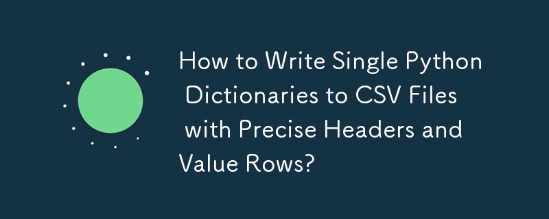 How to Write Single Python Dictionaries to CSV Files with Precise Headers and Value Rows?