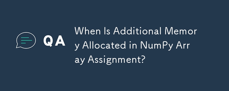 When Is Additional Memory Allocated in NumPy Array Assignment?