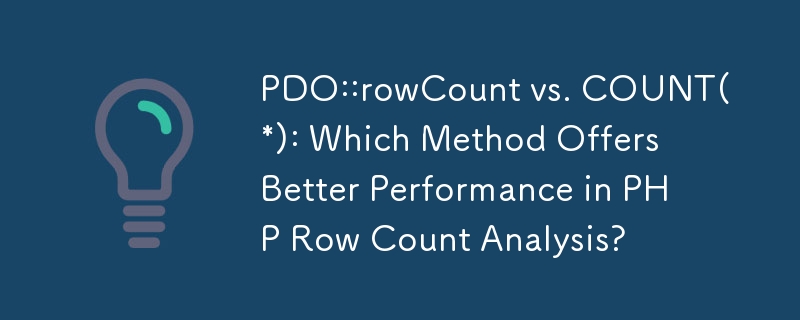 PDO::rowCount vs. COUNT(*): Which Method Offers Better Performance in PHP Row Count Analysis?