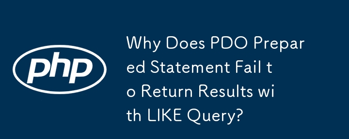 Why Does PDO Prepared Statement Fail to Return Results with LIKE Query? 
