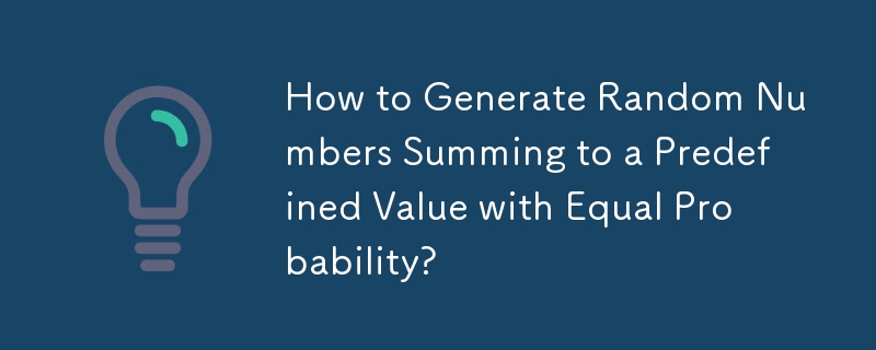 How to Generate Random Numbers Summing to a Predefined Value with Equal Probability? 
