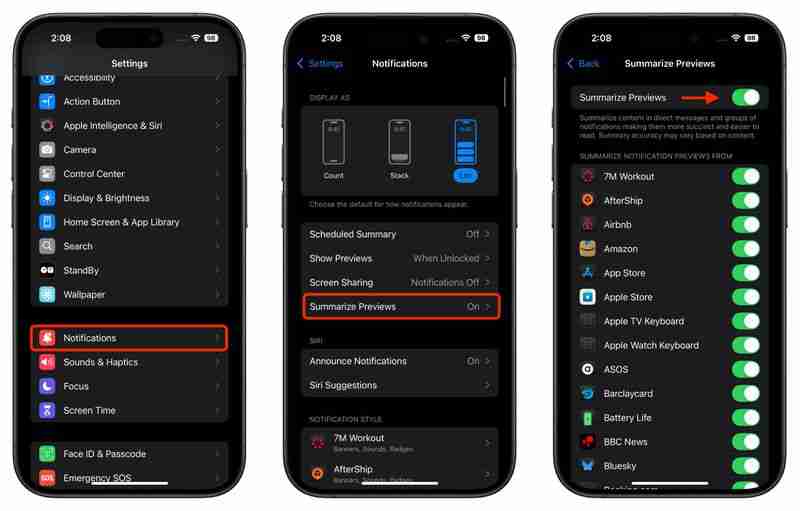 iOS 18.1: Manage or Turn Off Notification Summaries