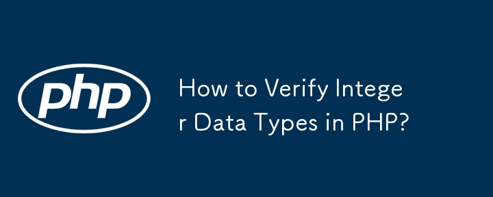 How to Verify Integer Data Types in PHP?