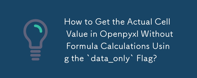 How to Get the Actual Cell Value in Openpyxl Without Formula Calculations Using the `data_only` Flag? 
