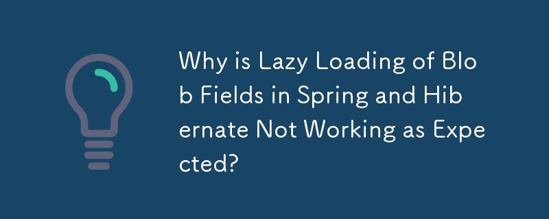 Why is Lazy Loading of Blob Fields in Spring and Hibernate Not Working as Expected? 
