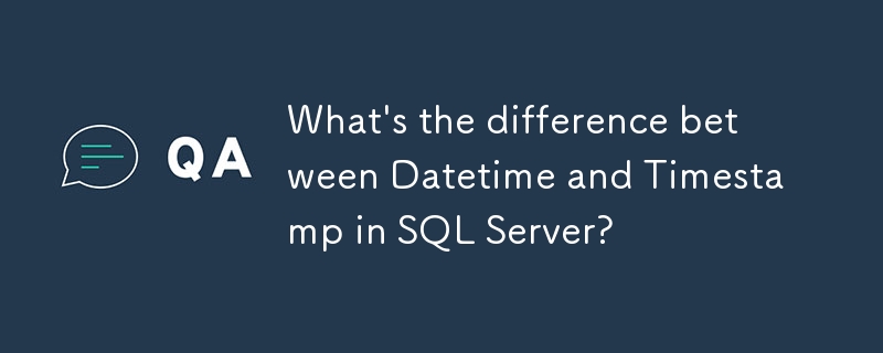 What\'s the difference between Datetime and Timestamp in SQL Server? 
