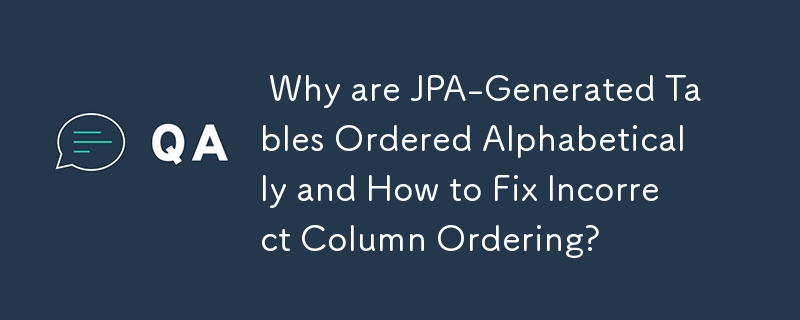  Why are JPA-Generated Tables Ordered Alphabetically and How to Fix Incorrect Column Ordering? 
