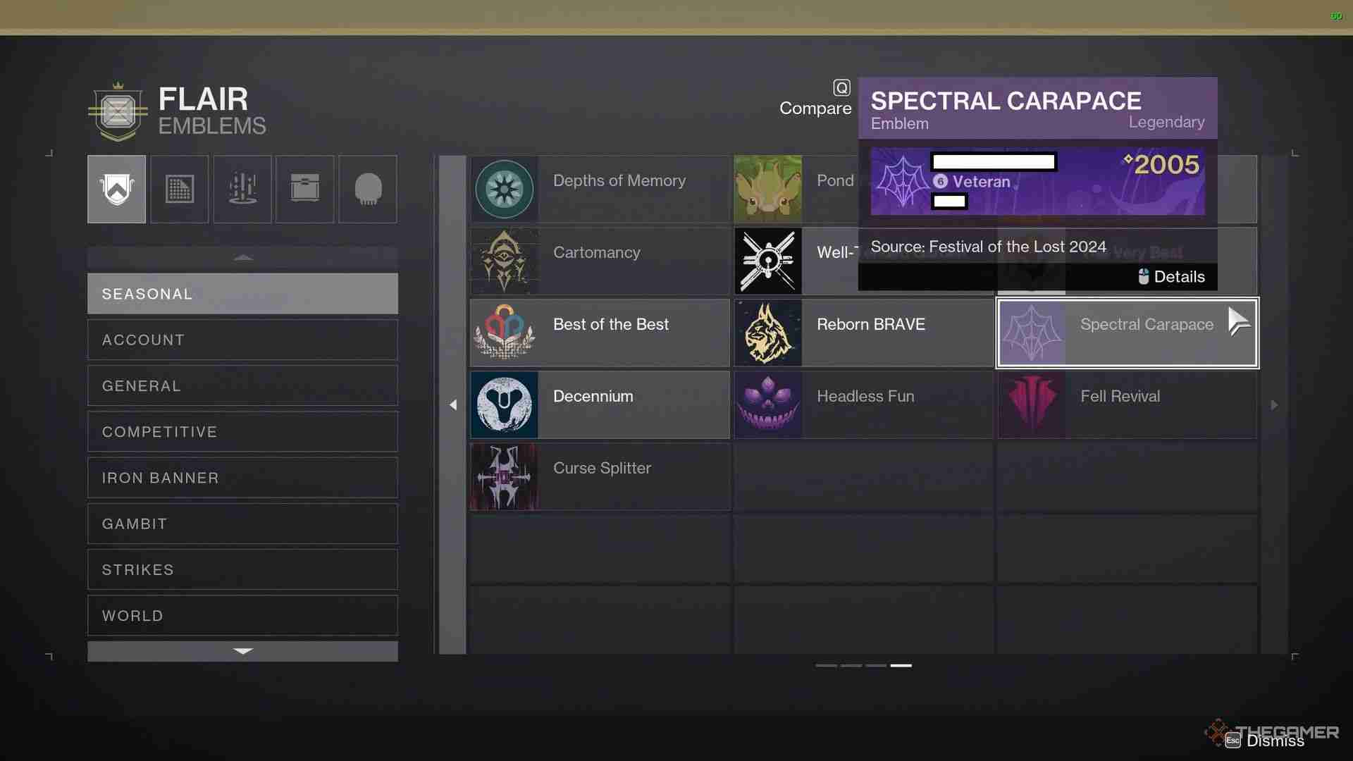 Destiny 2: How To Get Spectral Carapace Emblem