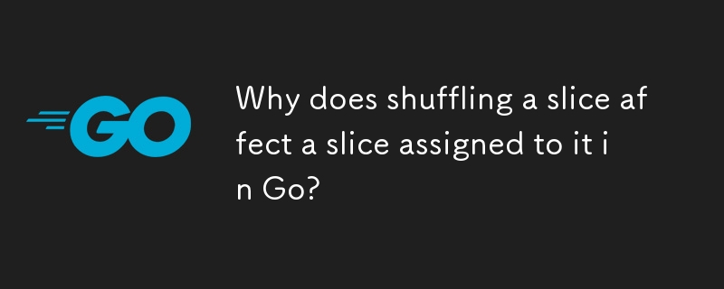 Why does shuffling a slice affect a slice assigned to it in Go? 
