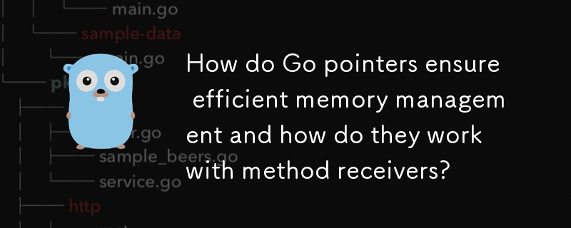 How do Go pointers ensure efficient memory management and how do they work with method receivers? 
