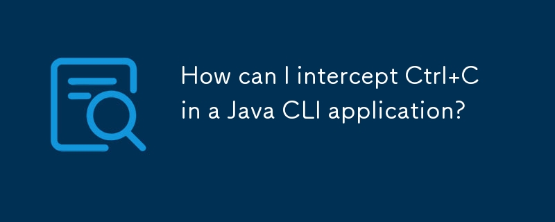 How can I intercept Ctrl C in a Java CLI application? 
