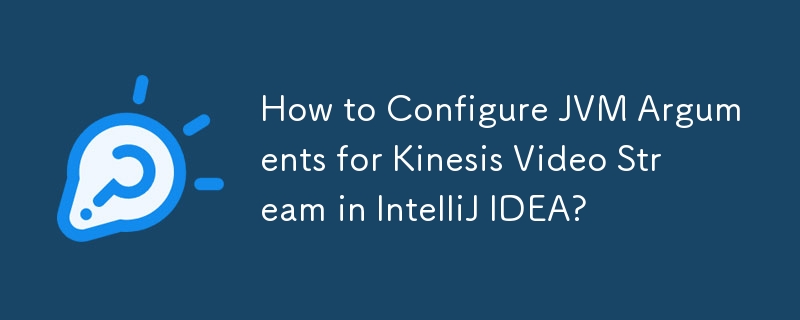 How to Configure JVM Arguments for Kinesis Video Stream in IntelliJ IDEA? 
