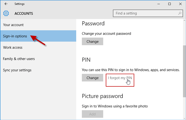 How to Remove Forgotten PIN in Windows 10