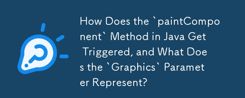 How Does the `paintComponent` Method in Java Get Triggered, and What Does the `Graphics` Parameter Represent? 
