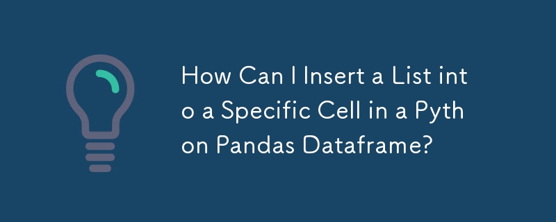 How Can I Insert a List into a Specific Cell in a Python Pandas Dataframe? 
