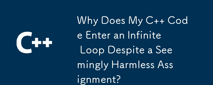 Why Does My C   Code Enter an Infinite Loop Despite a Seemingly Harmless Assignment? 
