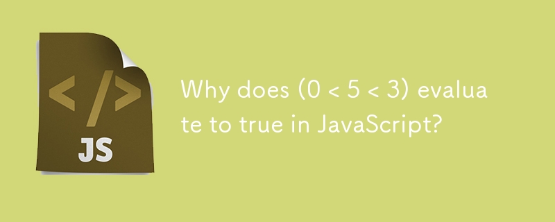 Why does (0 < 5 < 3) evaluate to true in JavaScript? 
