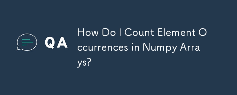 How Do I Count Element Occurrences in Numpy Arrays?